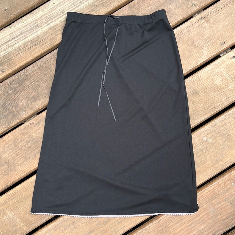 black skirt with lace trim